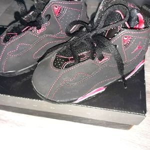Black and pink toddler size 7 Jordans